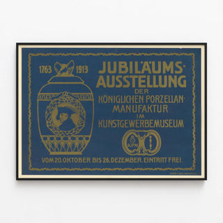 Vintage Poster for Jubilee Exhibition at the Royal Porcelain Factory — framed artwork on a wall