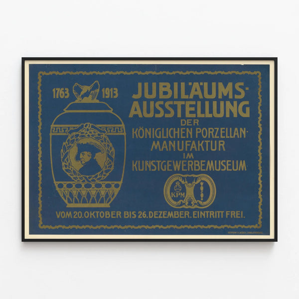 Vintage Poster for Jubilee Exhibition at the Royal Porcelain Factory — framed artwork on a wall