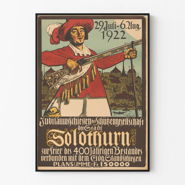 Vintage poster of the Solothurn shooting society's shooting festival 1922