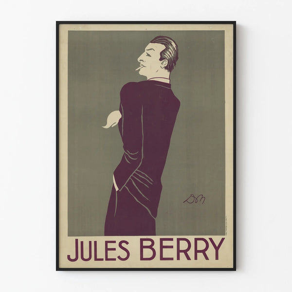 Vintage poster of Jules Berry with cigar, wall decoration