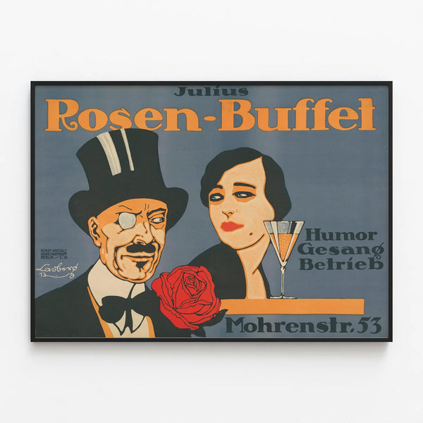 Vintage Poster Julius Rosen-Buffet Berlin Decorative — framed artwork on a wall
