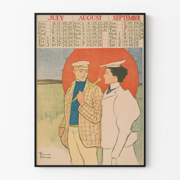 Vintage Calendar Poster July to September 1897
