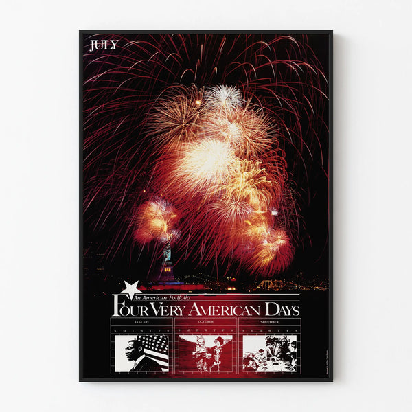 Poster Four Very American Days with fireworks and Statue of Liberty