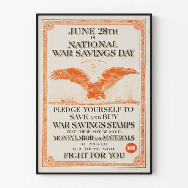 Vintage Poster for National War Savings Day - Patriotic Wall Decoration