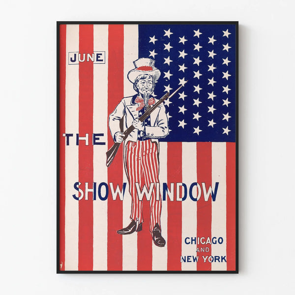 Vintage poster 'June The Show Window' American flag