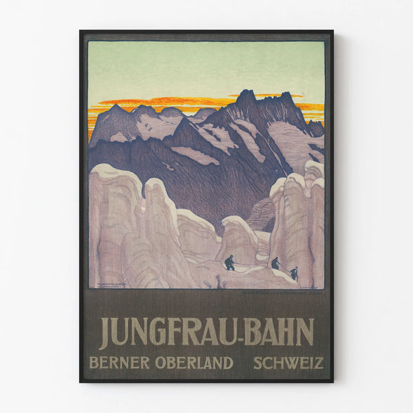 Vintage poster of Jungfrau Railway Swiss Alps for wall decoration