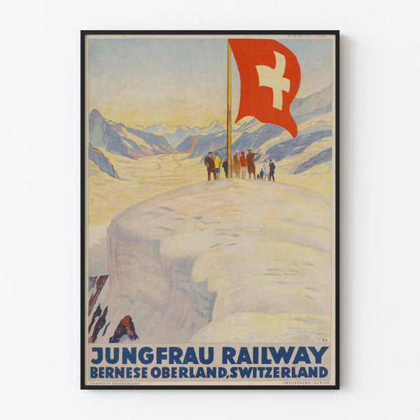 Vintage Poster of the Jungfrau Railway in Switzerland - Mountain Wall Decoration