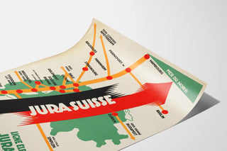 Vintage Poster of the Electrified Line of the Swiss Jura - Railway Map