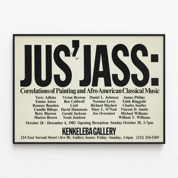 Exhibition poster 'Jus' Jass' - Classic African-American painting and music — framed artwork on a wall