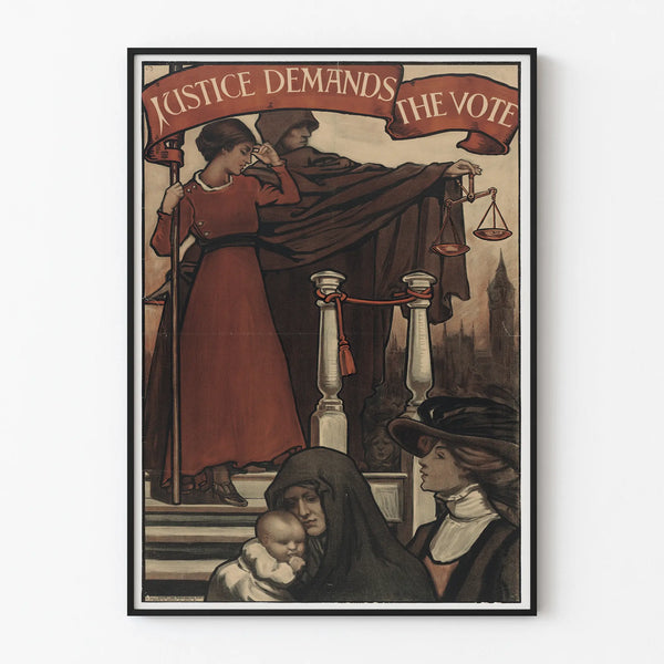 Vintage Poster Justice Demands The Vote for Engaged Wall Decoration
