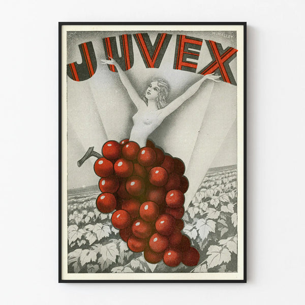 Vintage poster Juvex woman with grape cluster wall decoration