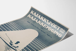 Vintage poster of kayaking and kayak construction