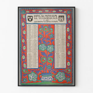Polish Art Nouveau Style Calendar Poster 1904