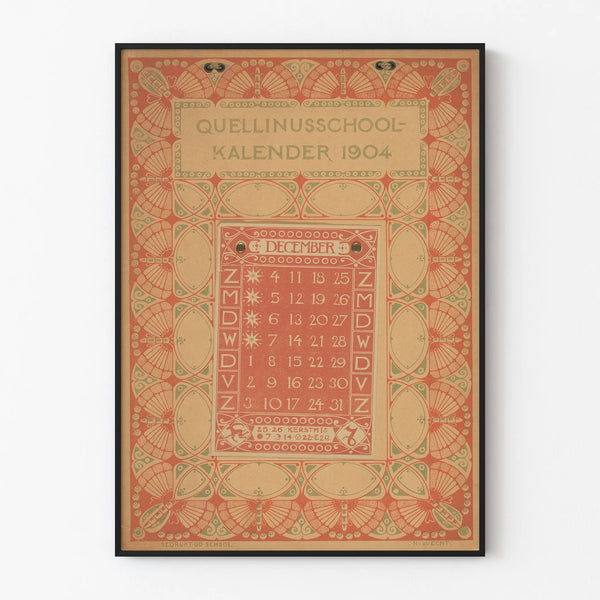 Decorative calendar poster Quellinusschool 1904 December