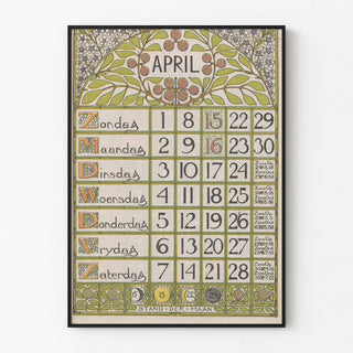 April 1900 Art Nouveau Style Calendar Poster