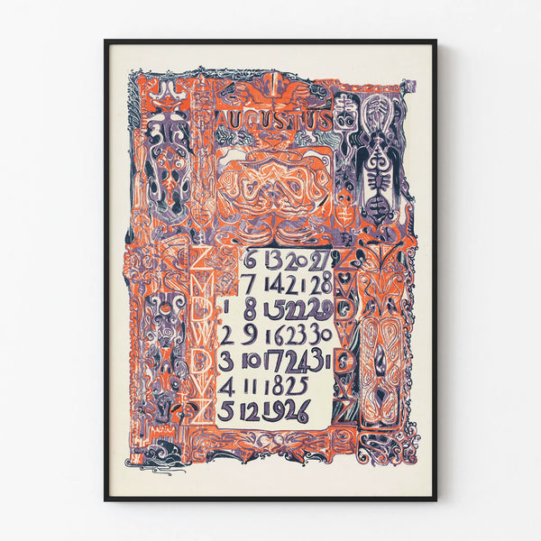 Vintage Poster August 1899 Calendar Wall Decoration