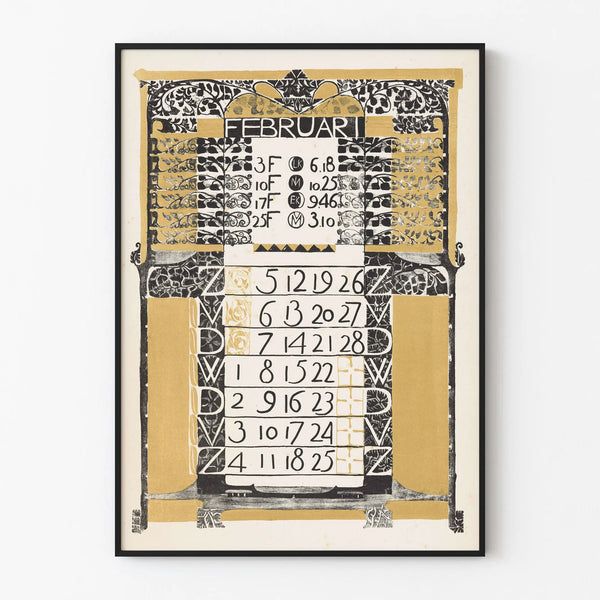February 1899 Art Nouveau Style Calendar Poster