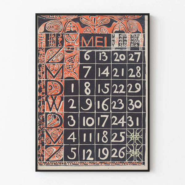 Artistic Calendar Poster May 1900 - Vintage Wall Decoration