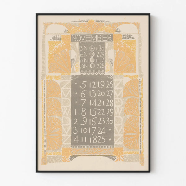 November 1899 Art Nouveau Calendar Poster