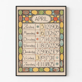 Vintage Poster April 1896 Calendar Art Nouveau Style