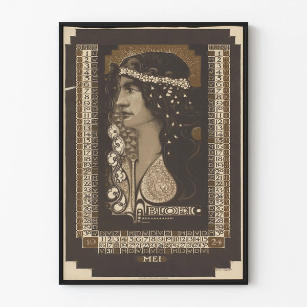 1924 Calendar Poster - April to June, Vintage Wall Decoration