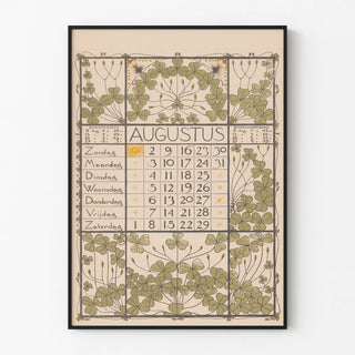 Poster Calendar August 1896 Art Nouveau Style