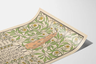 Art Nouveau Calendar Poster July 1898 Floral Wall Decoration