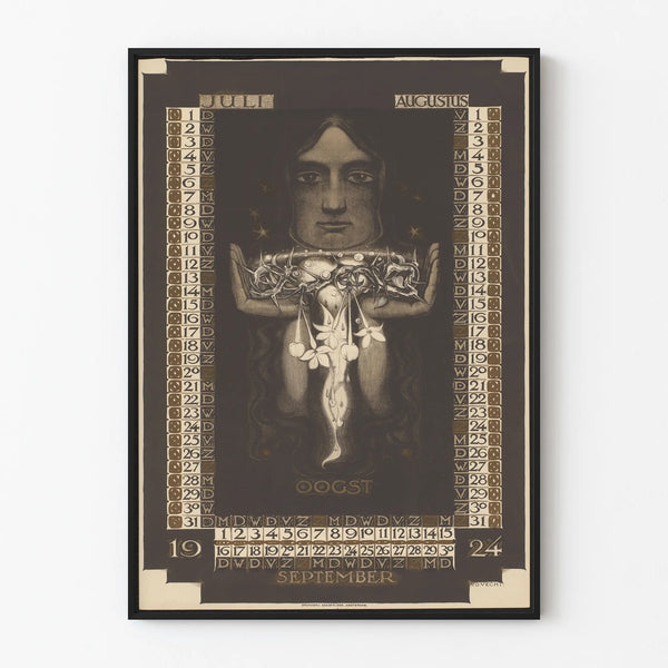 Summer Calendar Poster 1924 - Retro Wall Decoration Artem Legrand