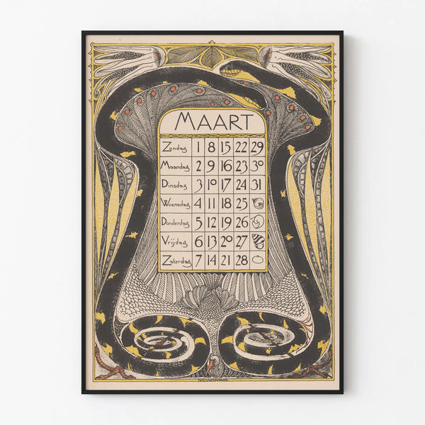 Artistic Calendar Poster for March 1896