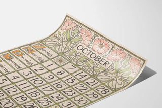 Vintage Art Nouveau October Calendar Poster