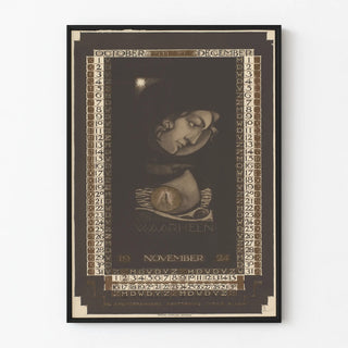 Vintage style wall calendar poster October to December 1924