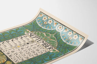 September 1899 Art Nouveau Style Calendar Poster