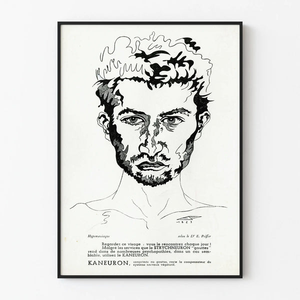 Vintage poster KANEURON - Black and white medical illustration