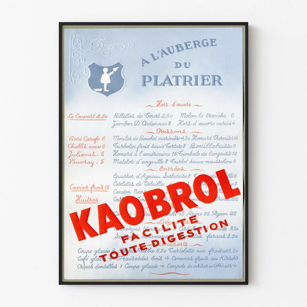 Vintage Kaobrol poster for restaurant menu wall decoration