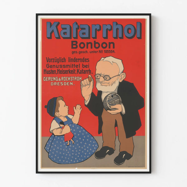 Vintage Poster Katarrhol Bonbon - Retro Medical Wall Decoration