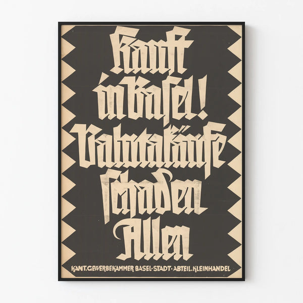 German Vintage Poster Buy in Basel Wall Decoration