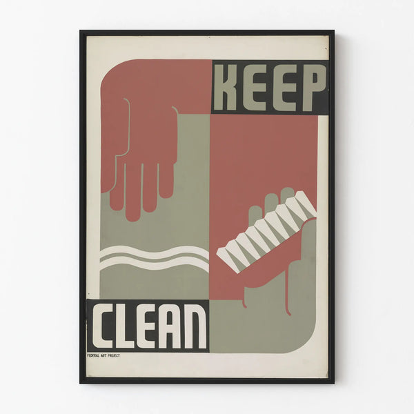 Decorative poster Keep Clean for a vintage and minimalist ambiance