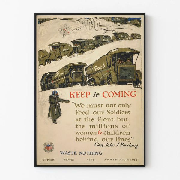 Vintage American military poster 'Keep it Coming' for wall decoration