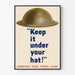 Vintage military helmet poster Keep It Under Your Hat