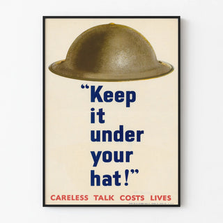 Vintage military helmet poster Keep It Under Your Hat