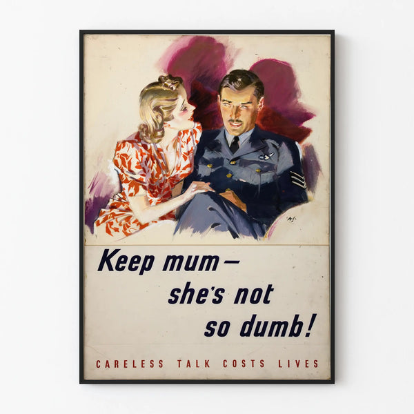 Vintage Keep Mum Poster - Retro Military Wall Decoration