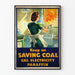 Vintage poster energy saving coal gas electricity kerosene