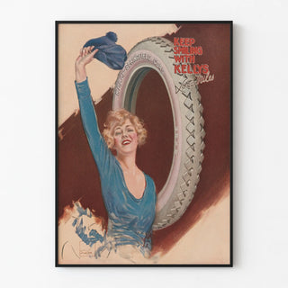 Vintage Kelly Springfield advertising poster - Keep Smiling with Kellys