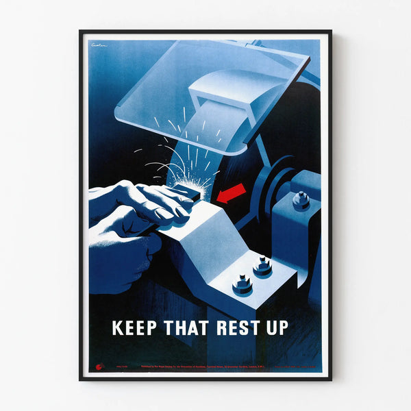Vintage poster 'Keep That Rest Up' industrial art and workplace safety