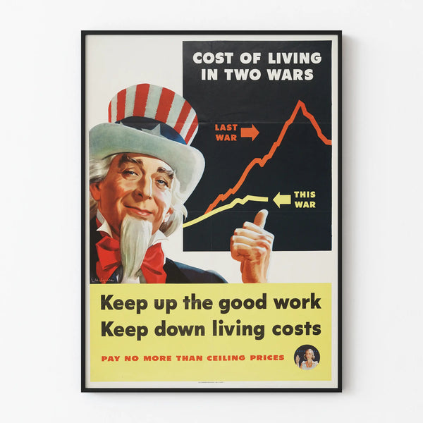 Vintage War and Cost of Living Poster - Retro Wall Decoration