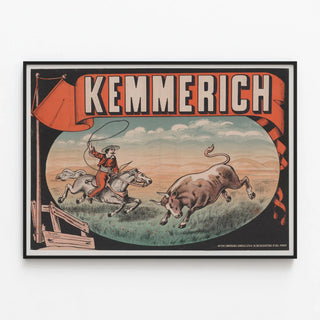 Kemmerich Wall Poster Cavalier and Bull Vintage — framed artwork on a wall