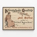 Vintage poster Kerrigan's Quality by Jane Barlow — framed artwork on a wall