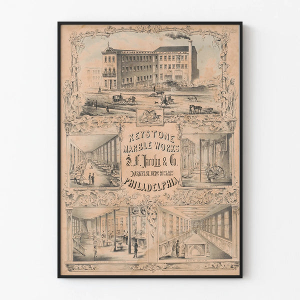Vintage Keystone Marble Works Philadelphia Poster for Wall Decoration