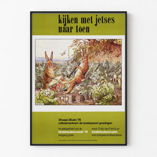 Vintage music and nature poster with rabbits