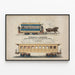 Vintage Poster of Kimball & Gorton Railroad Carriage Philadelphia — framed artwork on a wall